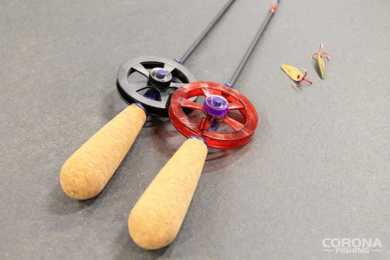 wędka na lód z kołowrotkiem